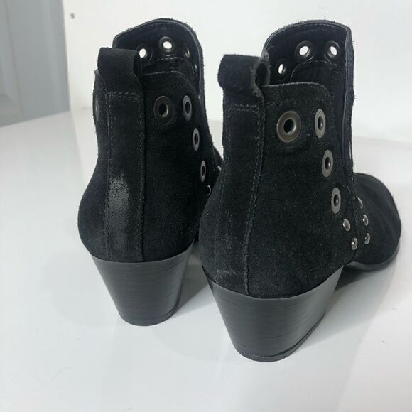 Sam Edelman Black Suede Ankle Booties Grommets - Picture 4 of 12